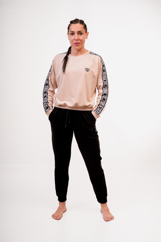 Chandal Terciopelo - Beige/Negro