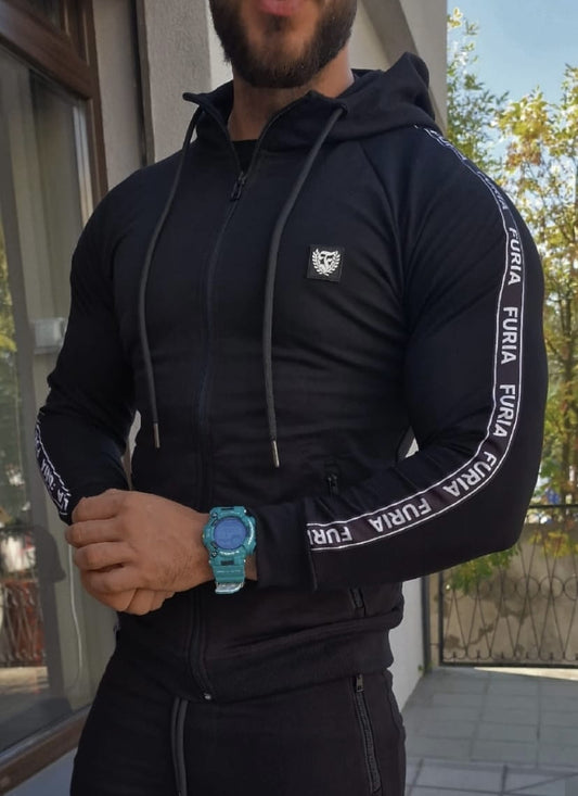 Sudadera con Capucha y Cremallera - Negra