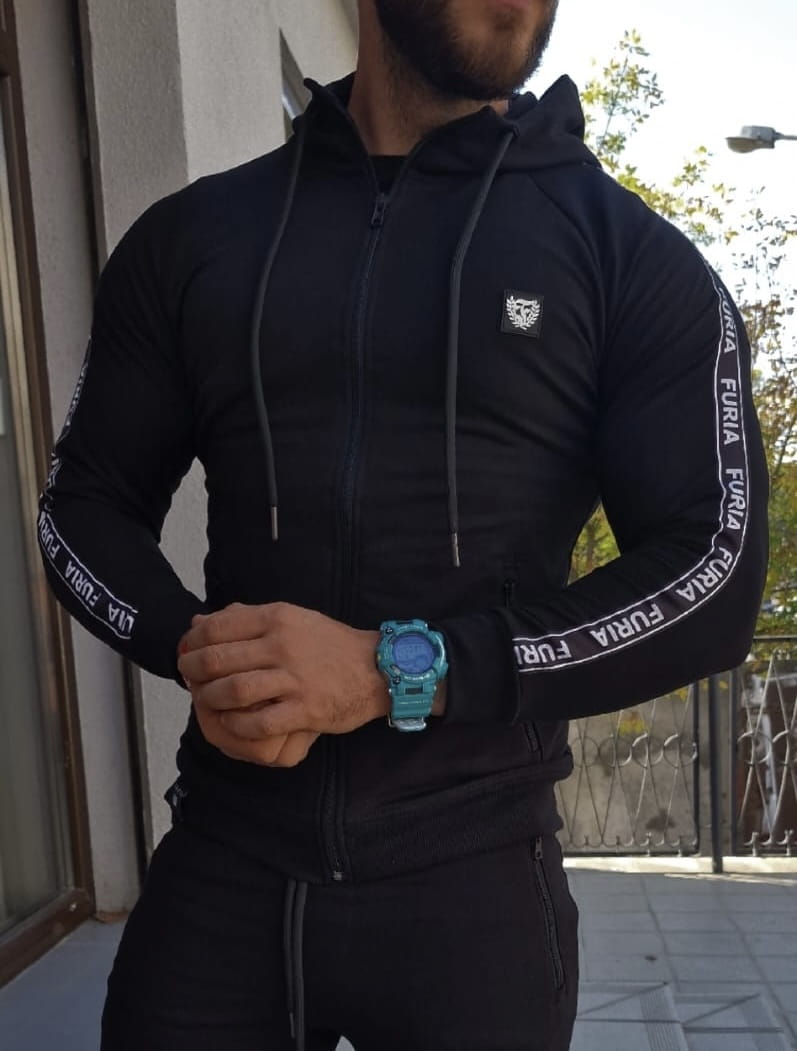 Sudadera con Capucha y Cremallera - Negra